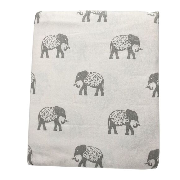 BIBB Home Twin Size Ivory Cotton Flannel Sheet Set of 3pc With Gray Elephants - Picture 11 of 16
